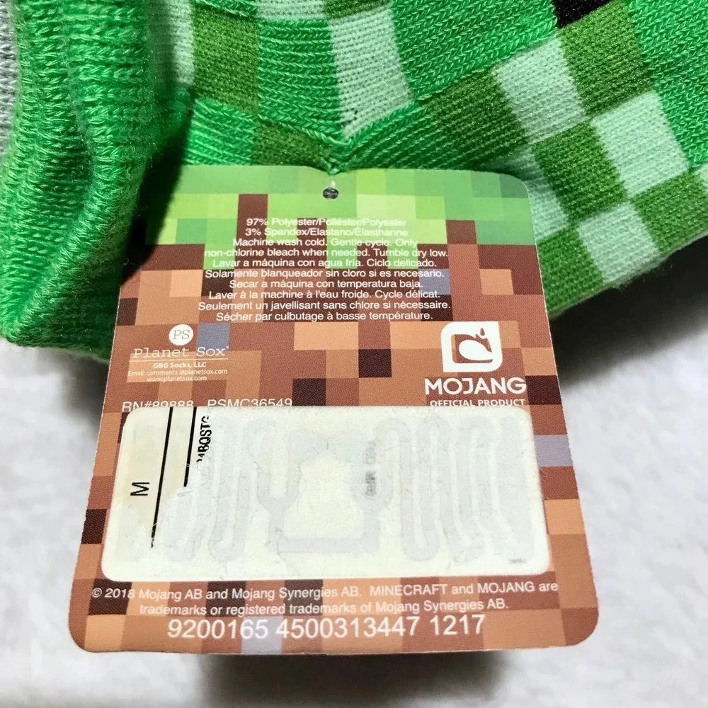 Minecraft NWT 6 Pairs No Show Socks Kids M (9-2.5)